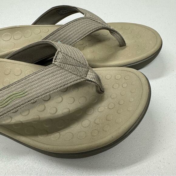 Vionic Tan 44 Wave Unisex Sandal Flip Flops Womens 7 Comfort Shoe Beachy Holiday - Picture 4 of 11